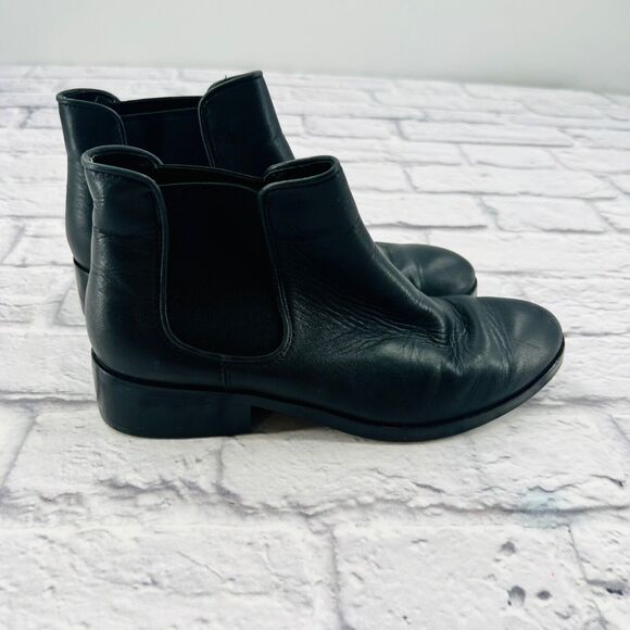 Cole Haan Pull On Chelsea Ankle Boots 6.5 Black Leather Round Toe Block Heel - Picture 10 of 11